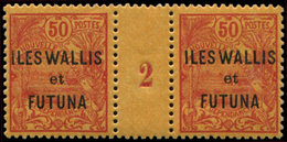 ** WALLIS ET FUTUNA 13 : 50c. Rouge Sur Orange, PAIRE Mill.2, TB, Cote Maury - Unused Stamps