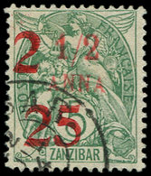 ZANZIBAR 63 : 2 Et 25 Sur 1/2a. Sur 5c. Vert, Obl., TB. Br - Used Stamps