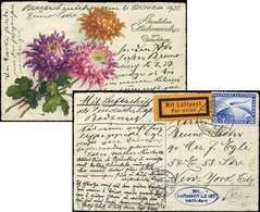 Let EMPIRE 36 : 2m. Bleu Obl. FRIEDRICHSHAFFEN 10/10/28 S. CP, Cachet Zeppelin LZ 127, Arr. NEW-YORK Le 16/10, TB - Used Stamps