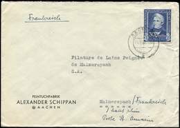 Let RFA 6 : 30p. + 15p. Bleu-violet Obl. AACHEN 21/9/50 S. Env., TB - Ungebraucht