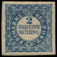 * DANEMARK 1 : 2s. Bleu, TB, Certif. H. Witt - Sonstige & Ohne Zuordnung