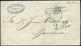 Let ESPAGNE Càd PARIS 6/7/57 S. LSC Pour Barcelone, Taxe Espagnole 2Rs En Bleu, TB - Gebraucht