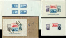 ESPAGNE BF 5 : Monuments, Obl. S. Env. + N°6 Non Dentelé + Une épreuve En Bleu Des 4 Timbres Et Une épreuve Des 20c., 30 - Blocks & Sheetlets & Panes