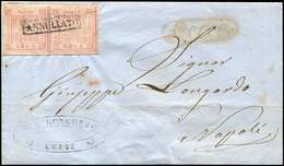 Let ITALIE (ANCIENS ETATS) DEUX SICILES 2 : 1g. Rose (2) Obl. ANNULLATO Sur LSC Du 21/12/1858 Avec Ovale Rouge LECCE, Ar - Naples