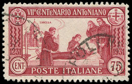 ITALIE 277a : 75c. Carmin, Dentelé 12, TB - Used