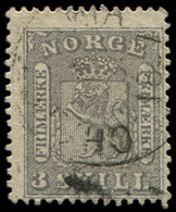 NORVEGE 7 : 3s. Gris-violet, Obl., TB - Unused Stamps