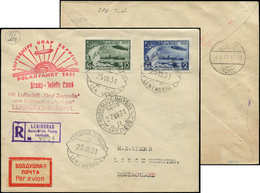 Let RUSSIE PA 27A Et 30A Obl. Leningrad 25/7/31 S. Env. Rec. Par Avion, Cachet Zeppelin Polarfahrt, Cachet BRISE-GLACE M - Unused Stamps
