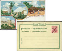 Let AFRIQUE ORIENTALE ALLEMANDE CP Entier 5p.sur 10pf. Rose, Illustration En Couleur De BAGAMOYO, TB - German East Africa