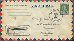 Let CANADA 142 : 2c. Vert Obl. 13/8/30 S. Env., Cachet Zeppelin R.100.MONTREAL.1930, TB - Altri & Non Classificati