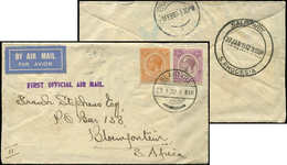 Let NYASSALAND 32 Et 36 Obl. BLANTYRE 23/1/32 S. Env., Cachet FIRST OFFICIAL AIR MAIL, Pour Bloemfontein, TB - Nyassaland (1907-1953)