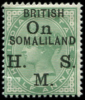 * SOMALILAND Service 1 : 1/2a Vert-jaune, BRITISH, (SG N°O1a, Cote 475 £), TB - Somaliland (Protettorato ...-1959)