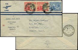 Let TRINITE ET TOBAGO 114 Et 114A PAIRE Obl. 2/1/31 S. Env. Par Avion, Arr. JAMAIQUE Le 7/1, TB - Trinidad & Tobago (...-1961)