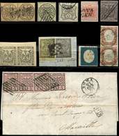 Italie, Anciens Etats, Petit Lot De 7 Unités Et 3 Paires, Tous Obl. Sauf Une Paire * + Une Lettre De Rome De 1866, Dans - Collections (with Albums)