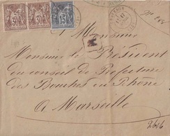 BOUCHE DU RHONE - GRAVESON - LE 17 AVRIL 1878 - LETTRE RECOMMANDEE AFFRANCHISSEMENT A 75c AVEC PAIRE DU N°69 EN PAIRE - 1877-1920: Semi Modern Period