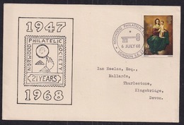 GB 1968 QE2 4d Stamp On Comm. Cover 21st Anniv. Philatelic Society London SE Pmk ( C1464 ) - Cinderellas