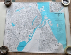 RARE ANCIEN PLAN - COPENHAGUE DANEMARK - CARTOGRAPHIE CARTE GEOGRAPHIQUE 81x70cm - Other Plans
