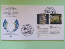 United Nations (Wien) 1992 FDC Cover Human Rights Fernand Leger Seurat Paintings - Covers & Documents