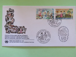 United Nations (Wien) 1994 FDC Cover Population And Development Woman Teaching + Special Cancel Donaueschingen - Lettres & Documents