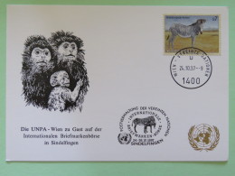 United Nations (Wien) 1997 Special Cancel On Card - Zebra Monkey - Sindelfingen - Brieven En Documenten