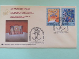 United Nations (Wien) 1998 FDC Cover Human Rights - Gears - Stylized Person - Lettres & Documents