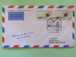 United Nations (Wien) 1998 Special Cancel On Cover To Tel Aviv Israel, Returned - Plane - Weihnachten - Storia Postale