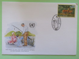 United Nations (Wien) 2004 Special Cancel On Cover - Endangered Animals Deer Cervus - Fishing - UNPA - Lettres & Documents