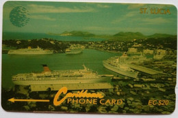 Saint Lucia Cable And Wireless 13CSLC  EC$20 "  Cruiseship Harbour With CW Logo " - St. Lucia