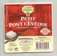 étiquette Fromage , Dessus De Boite , PETIT PONT L'EVÊQUE , Domaine Du Plessis , 27 , NOARDS  Frais Fr 1.45 E - Cheese