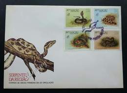 Macau Macao China Snakes 1989 Reptile Snake (stamp FDC) *minor Toning At Borner Cover - Storia Postale