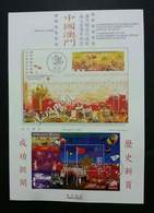 Macao Macau China 1st Anniversary Of MSAR 2000 (ms On Info Sheet) *gold Foil *limited - Lettres & Documents