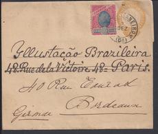 BRESIL - 1894-1904 - Entier Postal 40 Reis + 10 R. Sur Bande Journal De Rio De Janeiro Vers Bordeaux - FR - B/TB - - Ganzsachen