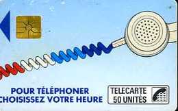 Télécarte 50 : France Telecom Pour Téléphoner Choisissez Votre Heure (1988) - Opérateurs Télécom