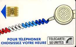 Télécarte 50 : France Telecom Pour Téléphoner Choisissez Votre Heure Fond Blanc (1988) - Opérateurs Télécom