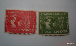 India	1949	UPU Universal Postal Union 2As And 9 Pies Stamps. SG 325-326. MH - Ungebraucht