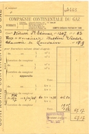 Factuur Facture  - Compagnie Continentale Du Gaz - Bruxelles 1928 - Elettricità & Gas