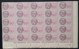 Planche 25 Timbres Fiscaux - 90c - Coin Daté 1.6.1939 - Neufs - Zegels