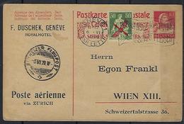 Carte Postale Suisse ( Genève Pour Vienne ) Affranchie Avec PA Suisse N° 2 TB - Marcophilie