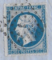 1861 - 20C EMPIRE PIQUAGE EN LIGNE RARE Sur LETTRE De PARIS - 1853-1860 Napoleon III