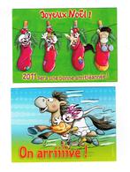 Lot 2 - Carte DIDDL N° 12/10 - 03/10 -  SOURIS MOUSE Cheval Chien Joeux NOEL Chaussette - Année 2011 - Diddl