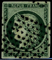 Oblitéré N° 2b, 15c Vert Foncé, Obl Pointillé T.B. Signé - Other & Unclassified