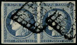 Oblitéré N° 4, 25c Bleu, Paire Hor., T.B. - Otros & Sin Clasificación