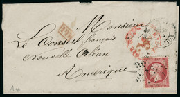 Lettre N° 24, 80c Rose Seul Sur L. Obl. étoile Muette + Càd Peu Lisible, Pour La Nouvelle Orléans, Cachet PD Et Cachet R - Sonstige & Ohne Zuordnung