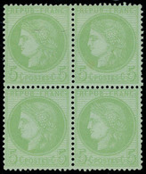 Neuf Avec Charnière N° 53, 5c Vert Jaune Sur Azuré, Bloc De 4 Dont 2ex Neufs **, T.B. 1ex Rousseur - Sonstige & Ohne Zuordnung