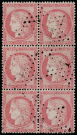 Oblitéré N° 57, 80c Rose, Bloc Vertical De 6ex, Obl. Légère, T.B. - Otros & Sin Clasificación