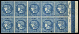 Neuf Sans Gomme Projet Gaiffe 1876, 10c Bleu, Bloc De 10, Bdf, T.B. Maury. - Sonstige & Ohne Zuordnung