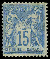 Neuf Avec Charnière N° 90f, 15c Bleu Faux De Chalon, Cl, T.B. - Other & Unclassified