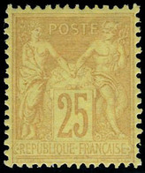 Neuf Avec Charnière N° 92, 25c Bistre Sur Jaune, Type II, Bon Centrage, T.B. Signé JF Brun - Other & Unclassified