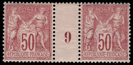 Neuf Sans Charnière N° 98, 50c Rose, Paire Millésime 9, Centrage Parfait, Superbe - Other & Unclassified