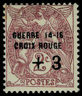 Neuf Sans Charnière N° 108, 2c Blanc Surcharge Guerre 14-18 Croix Rouge +3 T.B. Spink Maury N° 4A - Sonstige & Ohne Zuordnung