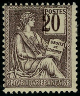 Neuf Avec Charnière N° 113a, 20c Brun Lilas, Chiffres Déplacés, T.B. - Autres & Non Classés